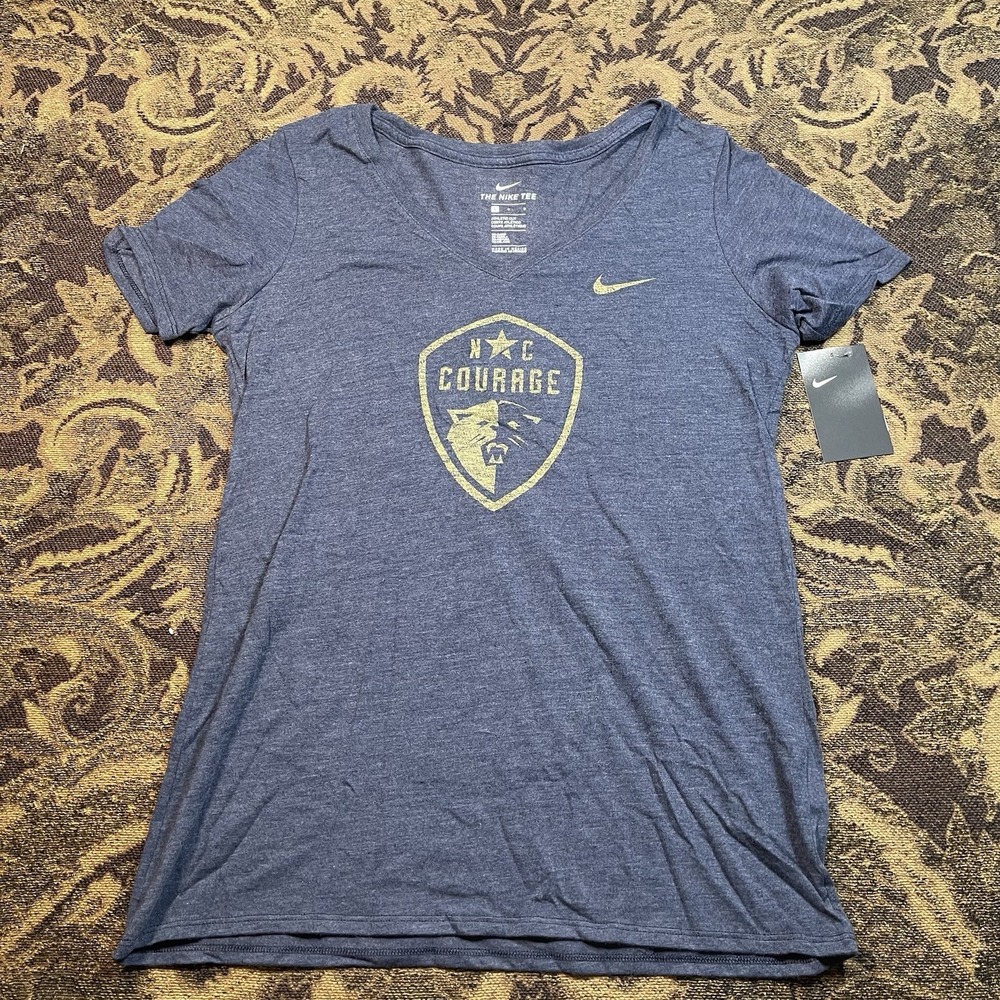 Nike North Carolina Courage Soccer NWSL women's v-neck t-shirt Size Large New